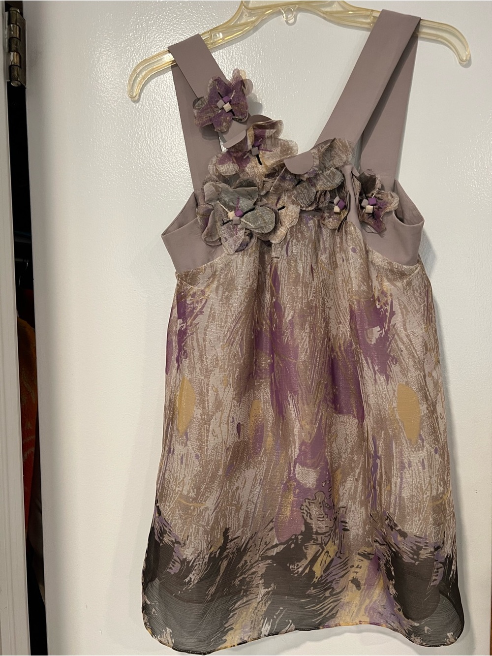 Girls Lavender Floral-Accent Party Dress
